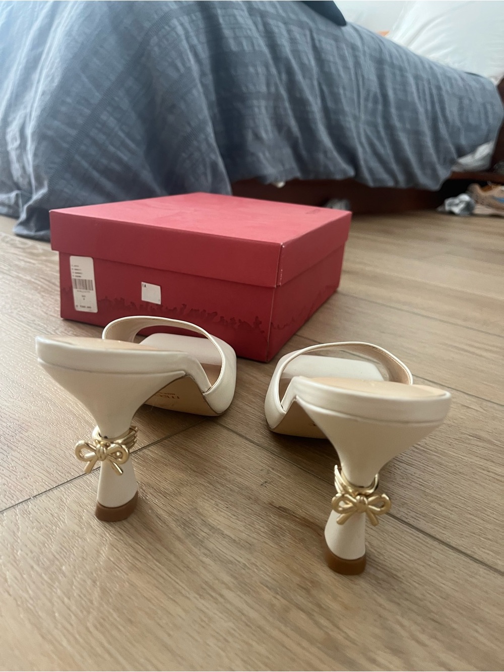 Anthropologie White Square-Toe Slide Heels - Picture 3 of 3